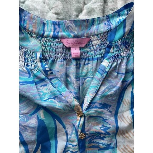 Lilly Pulitzer Elsa Silk Top Light Lilac Verbena Aboat Time Size Small-MSRP $158 - Picture 4 of 9
